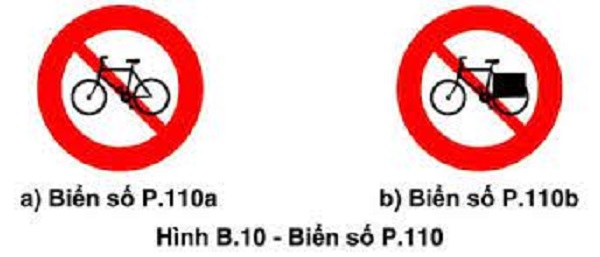 Khi gặp biển báo nào xe đạp không được đi?